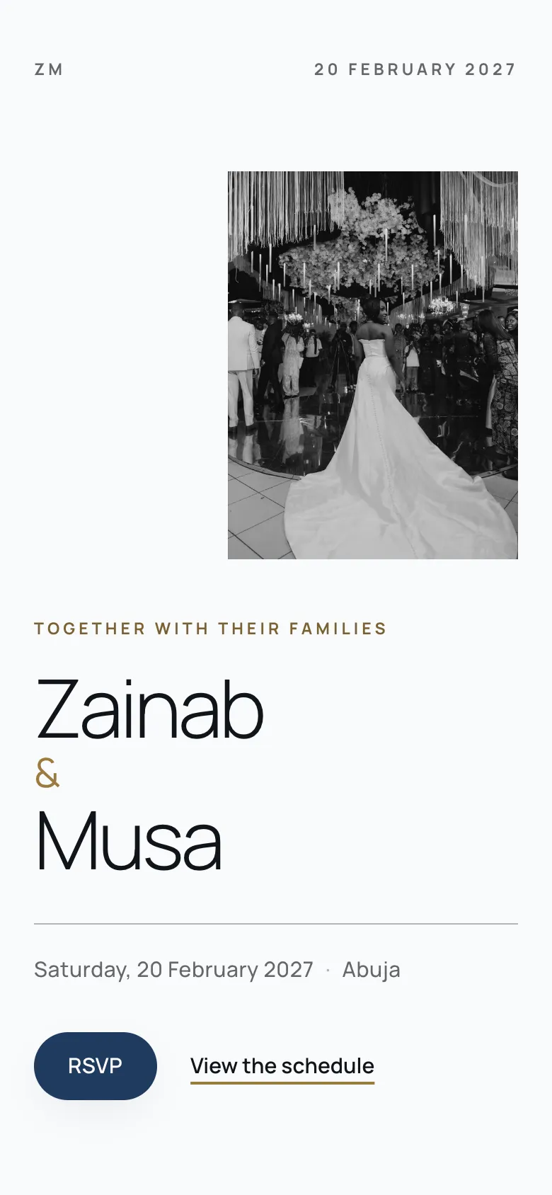 Example Jane site: Zainab & Musa, Nikkah, Abuja